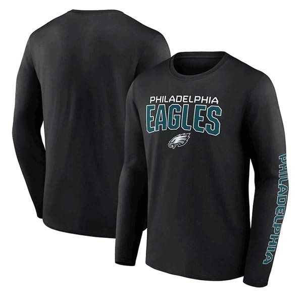 Men's Philadelphia Eagles Black Go The Distance Long Sleeve T-Shirt