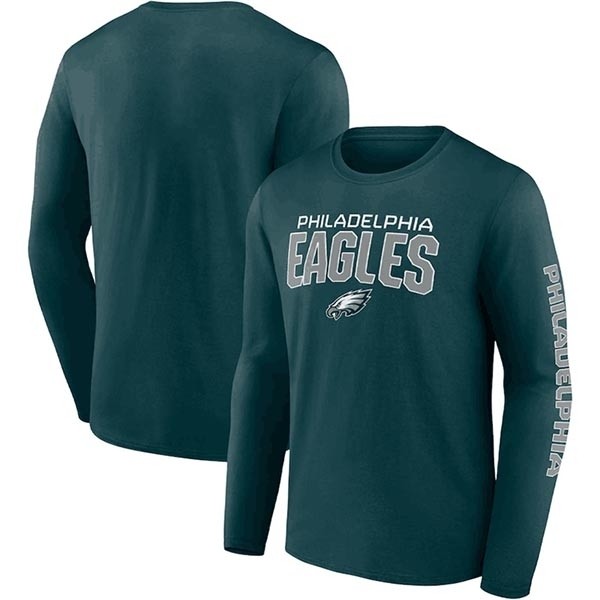 Men's Philadelphia Eagles Green Go The Distance Long Sleeve T-Shirt