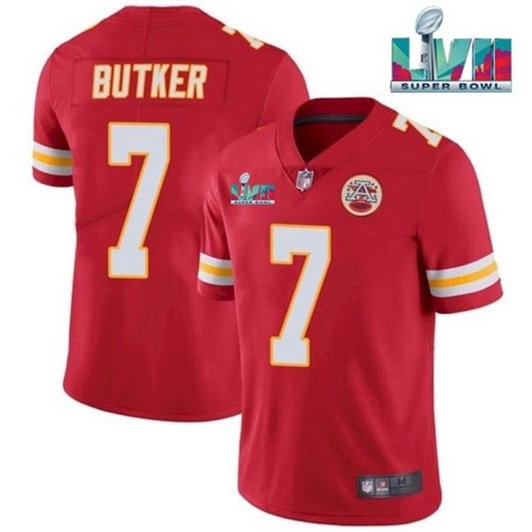 Men's Kansas City Chiefs #7 Harrison Butker Red 2023 Super Bowl LVII Patch Vapor Untouchable Limited Stitched Jersey