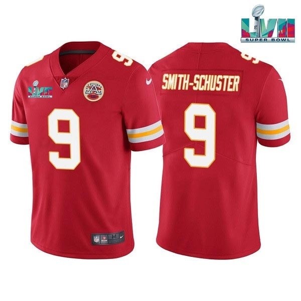 Men's Kansas City Chiefs #9 JuJu Smith-Schuster Red 2023 Super Bowl LVII Patch Vapor Untouchable Limited Stitched Jersey