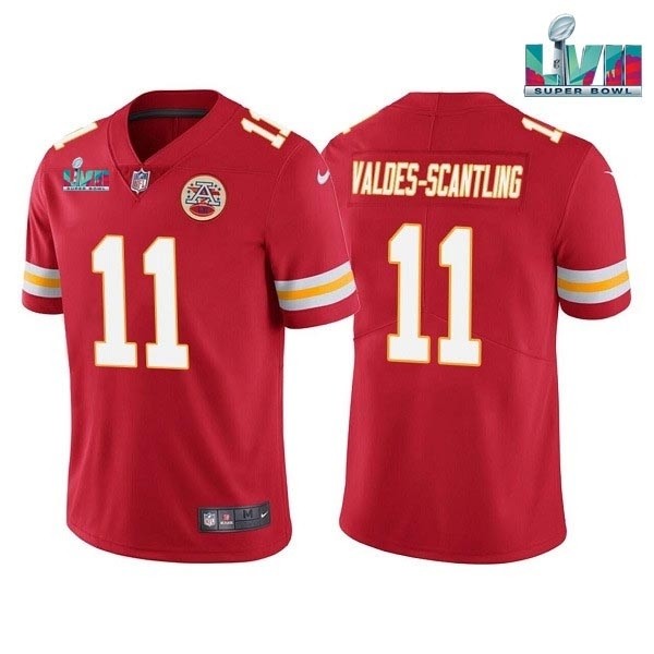 Men's Kansas City Chiefs #11 Marquez Valdes-Scantling Red 2023 Super Bowl LVII Patch Vapor Untouchable Limited Stitched Jersey