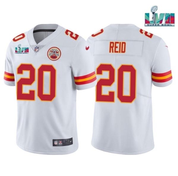 Men's Kansas City Chiefs #20 Justin Reid 2023 White Super Bowl LVII Patch Vapor Untouchable Limited Stitched Jersey