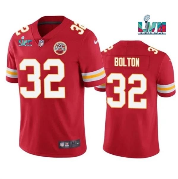 Men's Kansas City Chiefs #32 Nick Bolton Red 2023 Super Bowl LVII Patch Vapor Untouchable Limited Stitched Jersey