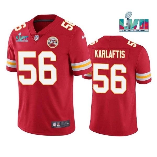 Men's Kansas City Chiefs #56 George Karlaftis Red 2023 Super Bowl LVII Patch Vapor Untouchable Limited Stitched Jersey