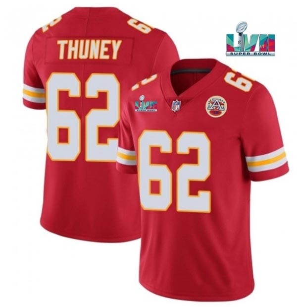 Men's Kansas City Chiefs #62 Joe Thuney Red 2023 Super Bowl LVII Patch Vapor Untouchable Limited Stitched Jersey