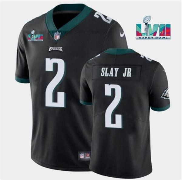 Men's Philadelphia Eagles #2 Darius Slay JR Black 2023 Super Bowl LVII Patch Vapor Untouchable Limited Stitched Jersey