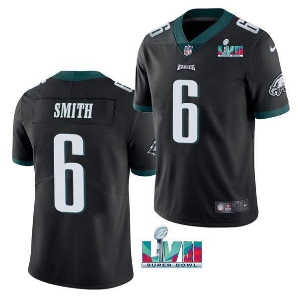 Men's Philadelphia Eagles #6 DeVonta Smith Black 2023 Super Bowl LVII Patch Vapor Untouchable Limited Stitched Jersey