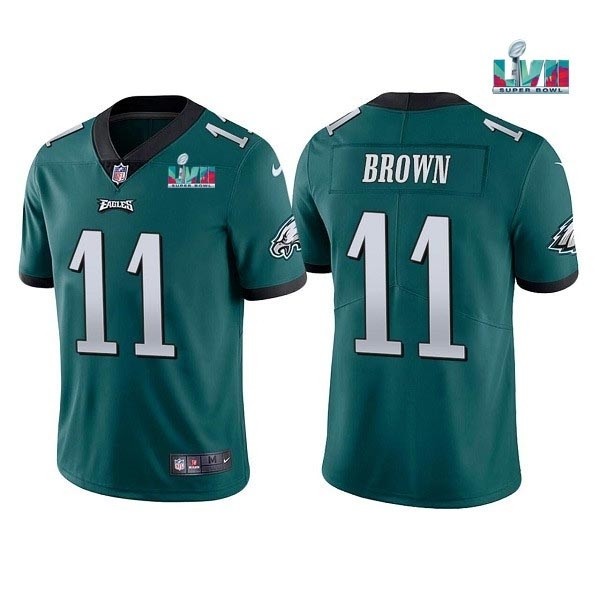 Men's Philadelphia Eagles #11 A. J. Brown Green 2023 Super Bowl LVII Patch Vapor Untouchable Limited Stitched Jersey