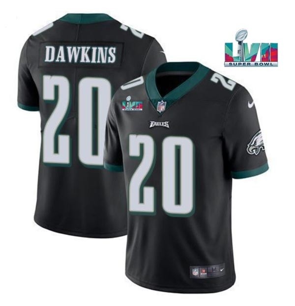 Men's Philadelphia Eagles #20 Brian Dawkins Black 2023 Super Bowl LVII Patch Vapor Untouchable Limited Stitched Jersey