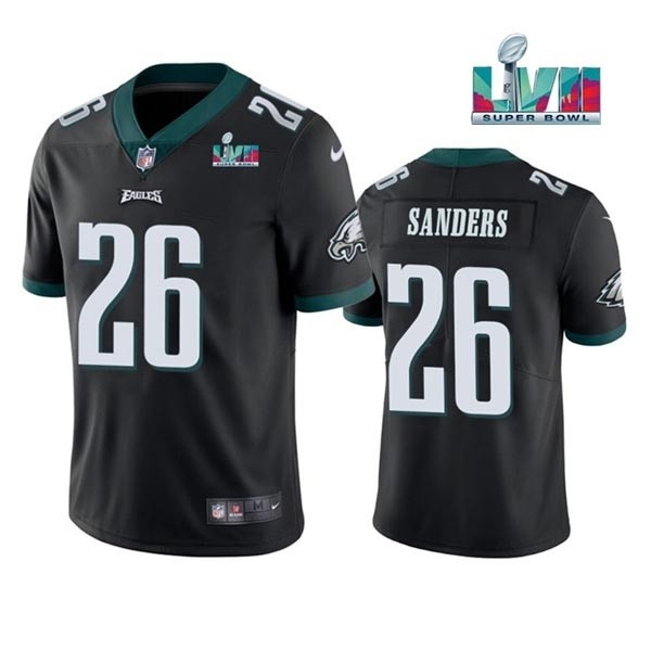 Men's Philadelphia Eagles #26 Miles Sanders Black 2023 Super Bowl LVII Patch Vapor Untouchable Limited Stitched Jersey