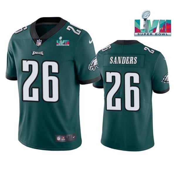 Men's Philadelphia Eagles #26 Miles Sanders Green 2023 Super Bowl LVII Patch Vapor Untouchable Limited Stitched Jersey