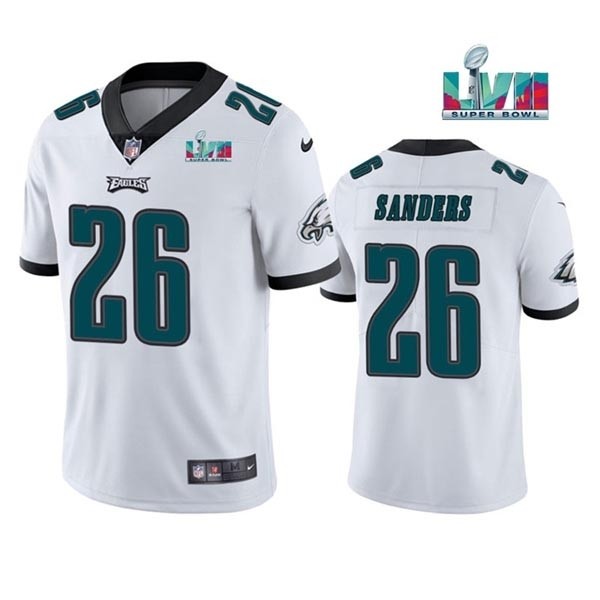 Men's Philadelphia Eagles #26 Miles Sanders White 2023 Super Bowl LVII Patch Vapor Untouchable Limited Stitched Jersey