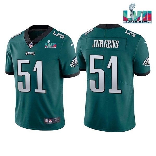 Men's Philadelphia Eagles #51 Cam Jurgens Green 2023 Super Bowl LVII Vapor Untouchable Limited Stitched Jersey