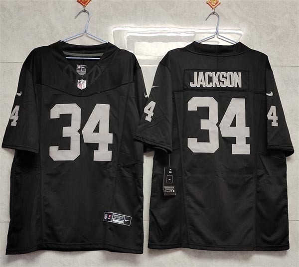 Men's Las Vegas Raiders #34 Bo Jackson Black 2023 F.U.S.E Vapor Untouchable Stitched Football Jersey