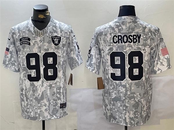 Men's Las Vegas Raiders #98 Maxx Crosby Arctic Camo 2024 Salute To Service Limited Jersey