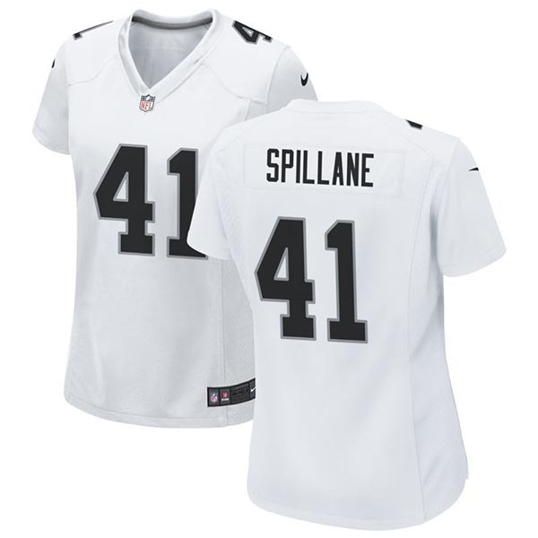 Women's Las Vegas Raiders #41 Robert Spillane white 2023 Draft Vapor Limited Stitched Football Jersey