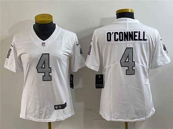 Women's Las Vegas Raiders #4 Aidan O'Connell White Color Rush Limited Jersey