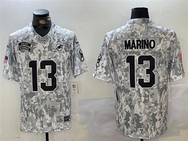 Men's Miami Dolphins #13 Dan Marino Arctic Camo 2024 Salute To Service Limited Jersey