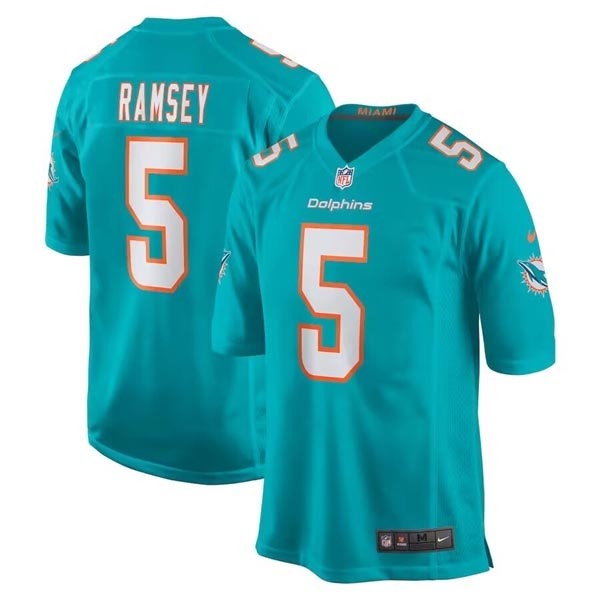 Youth Miami Dolphins #5 Jalen Ramsey Aqua Stitched Game Jersey