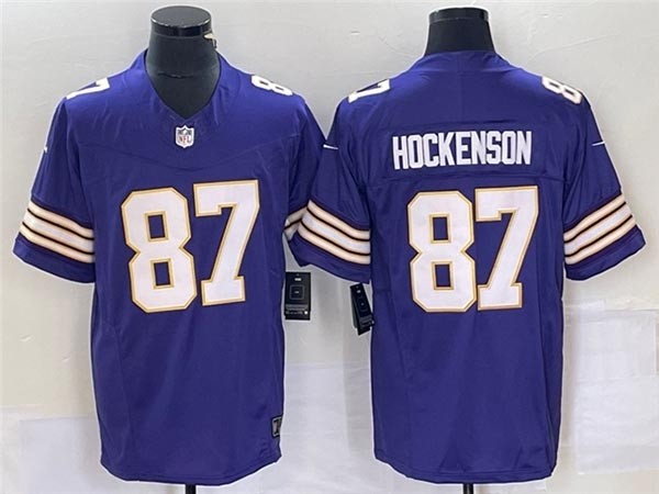 Men's Minnesota Vikings #87 T.J. Hockenson Purple 2023 F.U.S.E. Vapor Untouchable Limited Stitched Jersey