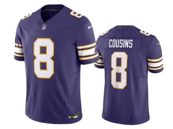 Men's Minnesota Vikings #8 Kirk Cousins Purple Classic Vapor 2023 F.U.S.E. Limited Jersey