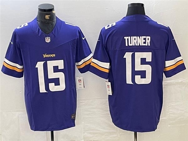 Men's Minnesota Vikings #15 Dallas Turner Purple Vapor Limited Jersey