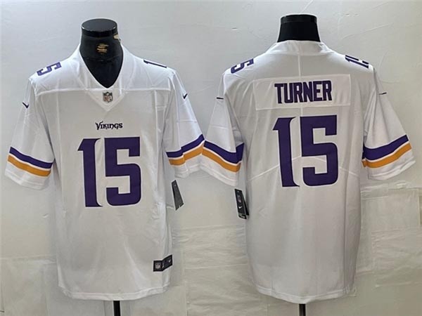 Men's Minnesota Vikings #15 Dallas Turner White Vapor Limited Jersey