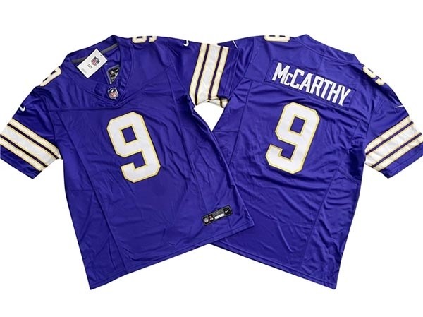 Men's Minnesota Vikings #9 J.J. McCarthy Purple Classic Vapor F.U.S.E. Limited Jersey