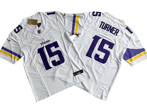 Men's Minnesota Vikings #15 Dallas Turner White Vapor F.U.S.E. Limited Jersey