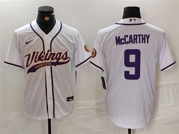 NFL Minnesota Vikings #9 J.J. McCarthy White Baseball Limited Jersey