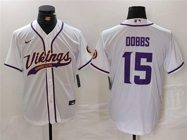 NFL Minnesota Vikings #15 Dallas Turner White Baseball Limited Jersey