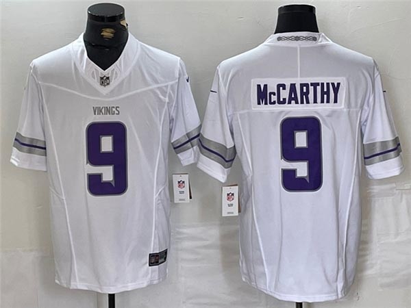 Men's Minnesota Vikings #9 J.J. McCarthy Alternate White Vapor F.U.S.E. Limited Jersey