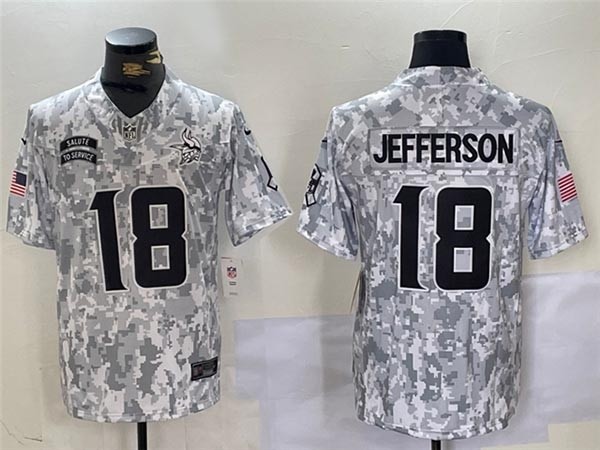 Men's Minnesota Vikings #18 Justin Jefferson Arctic Camo 2024 Salute To Service Limited Jersey