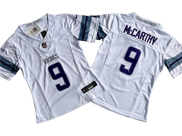 Women's Minnesota Vikings #9 J.J. McCarthy Alternate White Vapor F.U.S.E. Limited Jersey