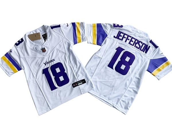 Youth Minnesota Vikings #18 Justin Jefferson White Vapor F.U.S.E. Limited Jersey