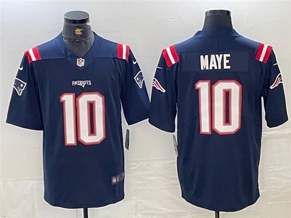 Men's New England Patriots #10 Drake Maye Navy Vapor Limited Jersey