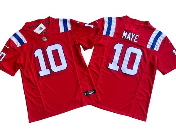 Men's New England Patriots #10 Drake Maye Red Vapor F.U.S.E. Limited Jersey