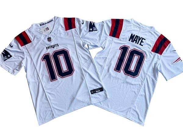 Men's New England Patriots #10 Drake Maye White Vapor F.U.S.E. Limited Jersey