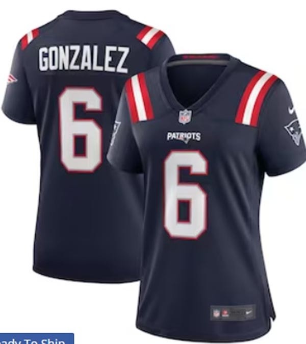 Women's New England Patriots #6 Christian Gonzalez Navy Vapor Limited Jersey