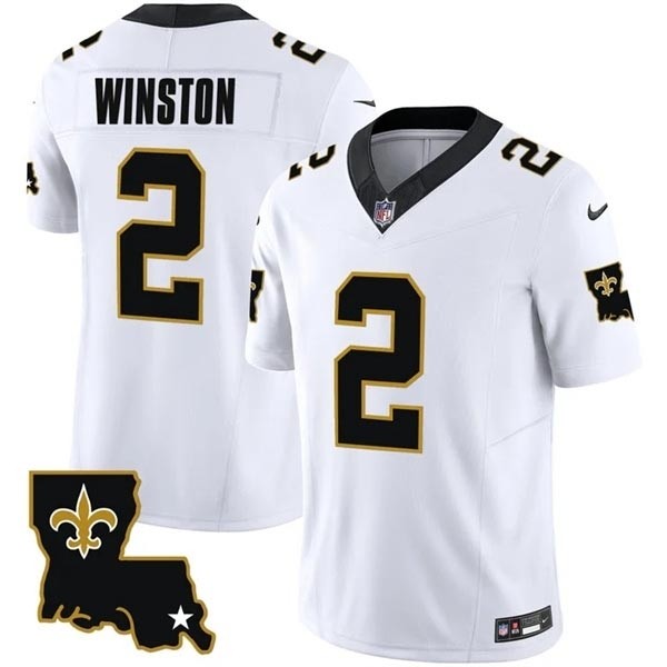 Men's New Orleans Saints #2 Jameis Winston White 2023 F.U.S.E. 1987 Legacy Vapor Stitched Jersey