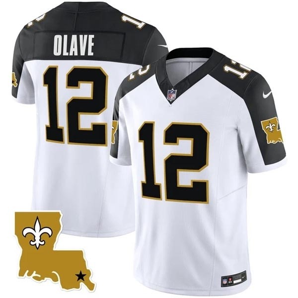 Men's New Orleans Saints #12 Chris Olave White Black 2023 F.U.S.E. 1987 Legacy Vapor Stitched Jerseys