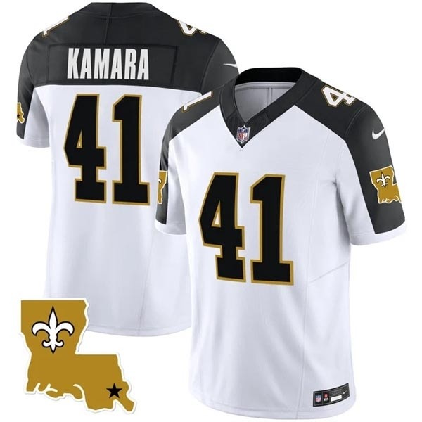 Men's New Orleans Saints #41 Alvin Kamara White Black 2023 F.U.S.E. 1987 Legacy Vapor Stitched Jerseys