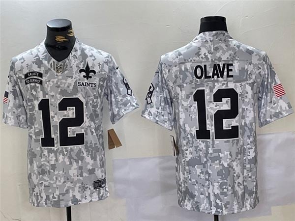 Men's New Orleans Saints #12 Chris Olave Arctic Camo 2024 Salute To Service Limited Jersey