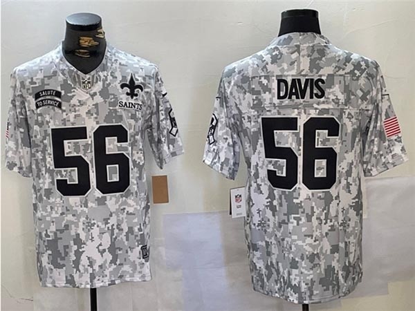 Men's New Orleans Saints #56 Demario Davis Arctic Camo 2024 Salute To Service Limited Jersey