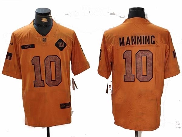 Men's New York Giants #10 Eli Manning 2023 Brown Salute To Service Limited Jersey