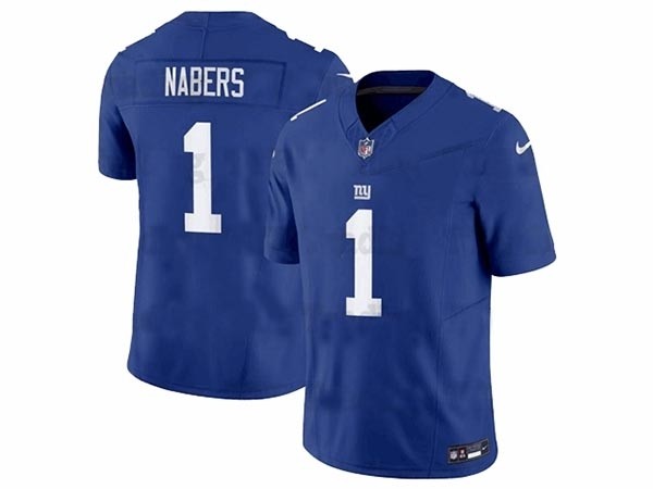 Men's New York Giants #1 Malik Nabers Blue Vapor F.U.S.E. Limited Jersey