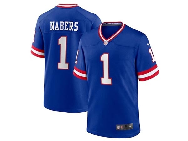 Men's New York Giants #1 Malik Nabers Royal Classic Vapor Limited Jersey