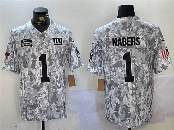 Men's New York Giants #1 Malik Nabers Arctic Camo 2024 Salute To Service Limited Jersey