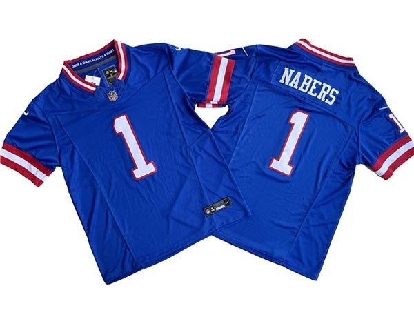 Men's New York Giants #1 Malik Nabers Royal Classic Vapor F.U.S.E. Limited Jersey