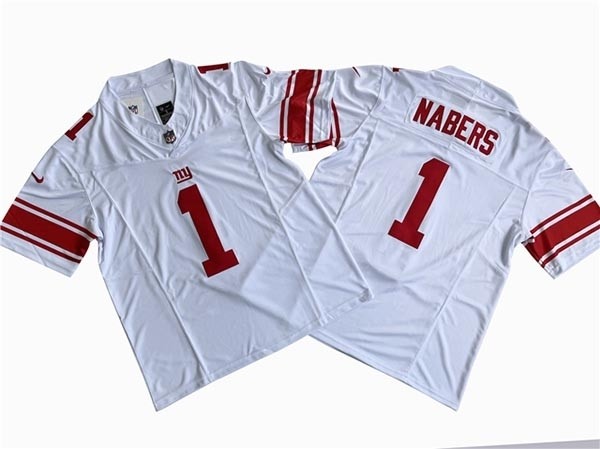 Men's New York Giants #1 Malik Nabers White Vapor F.U.S.E. Limited Jersey